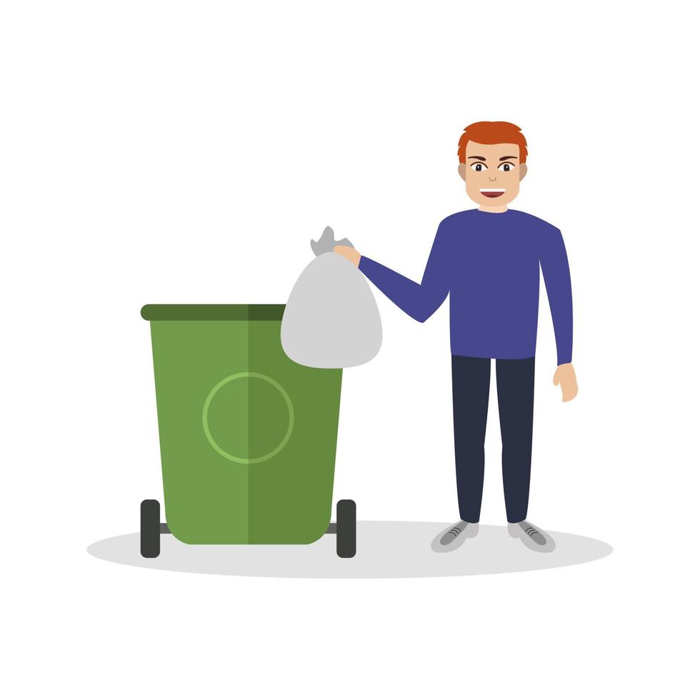 Man throws garbage on background vector