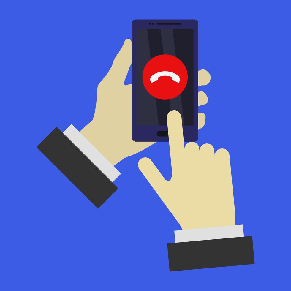 Reject call on smartphone on background vector