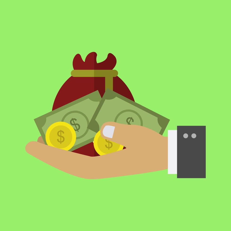 Money in hand on background vector