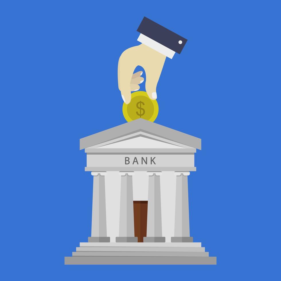Deposit money in the bank on background vector