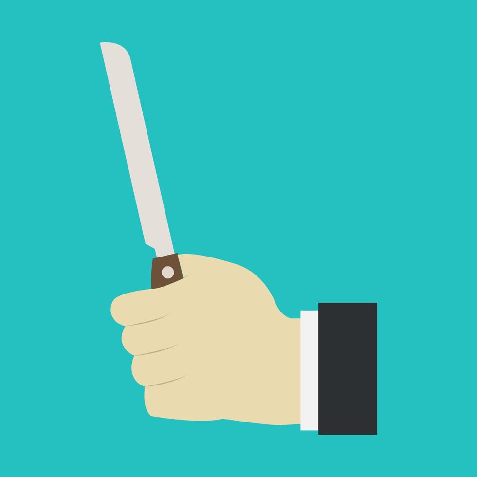 Knife in hand on background vector