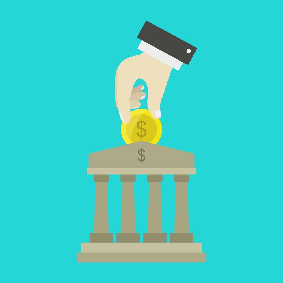 Deposit money in the bank on background vector