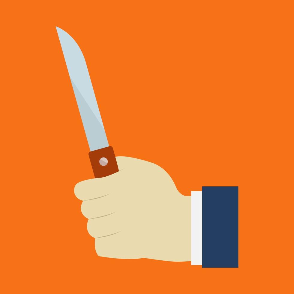 Knife in hand on background vector