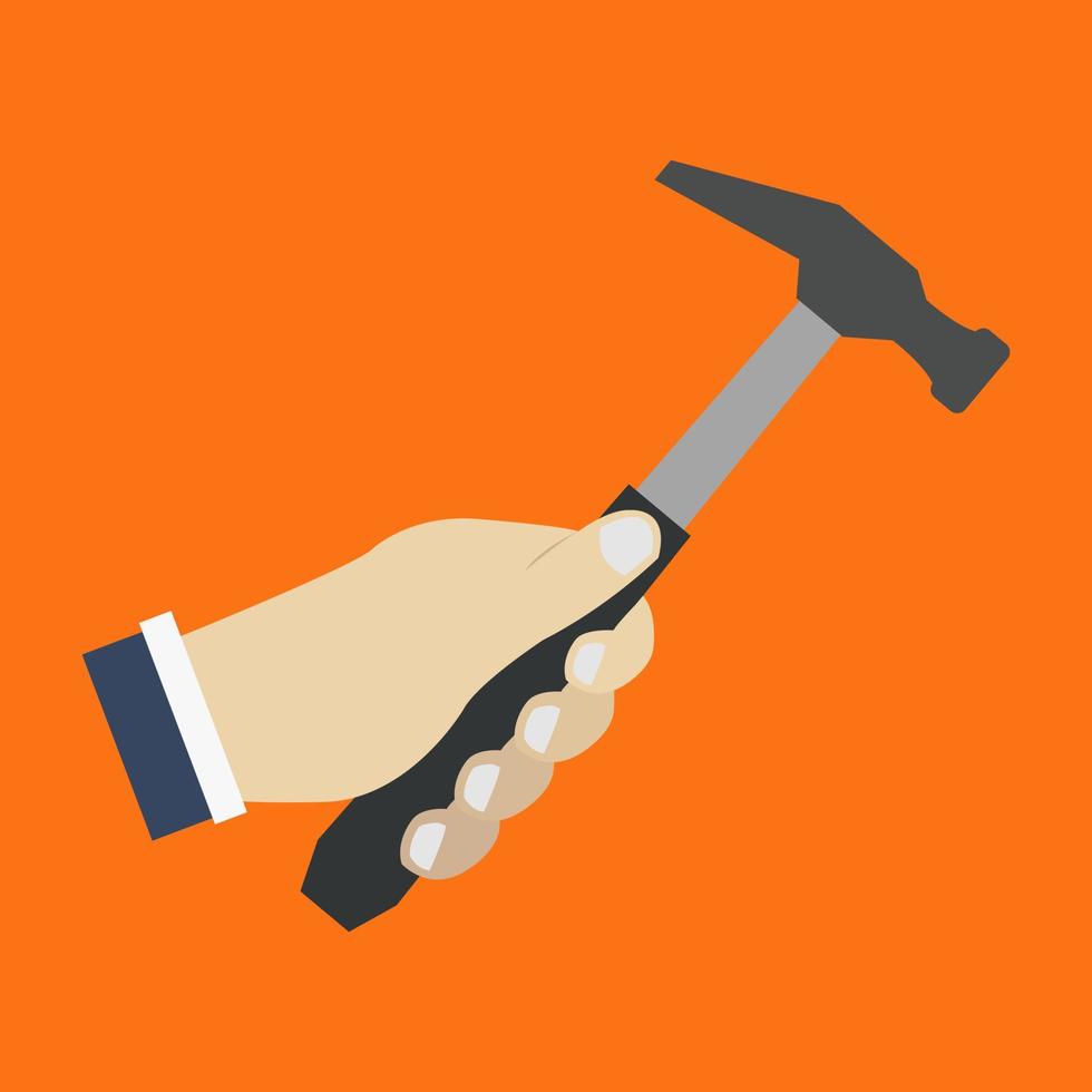 Hammer in hand on background vector