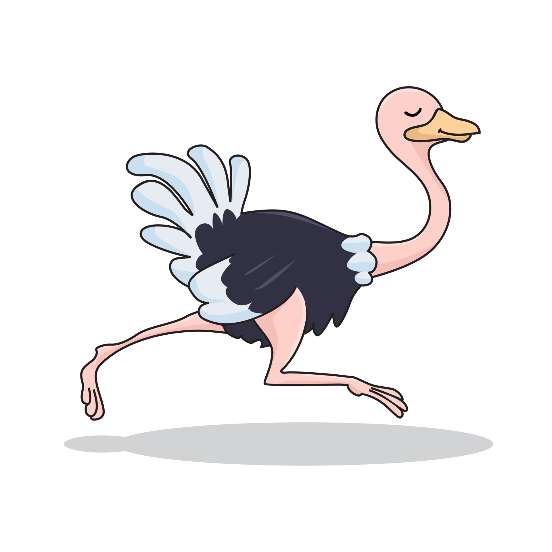 Ostrich Running Cartoon Cute Animals Illustration 3545290 Vector Art at