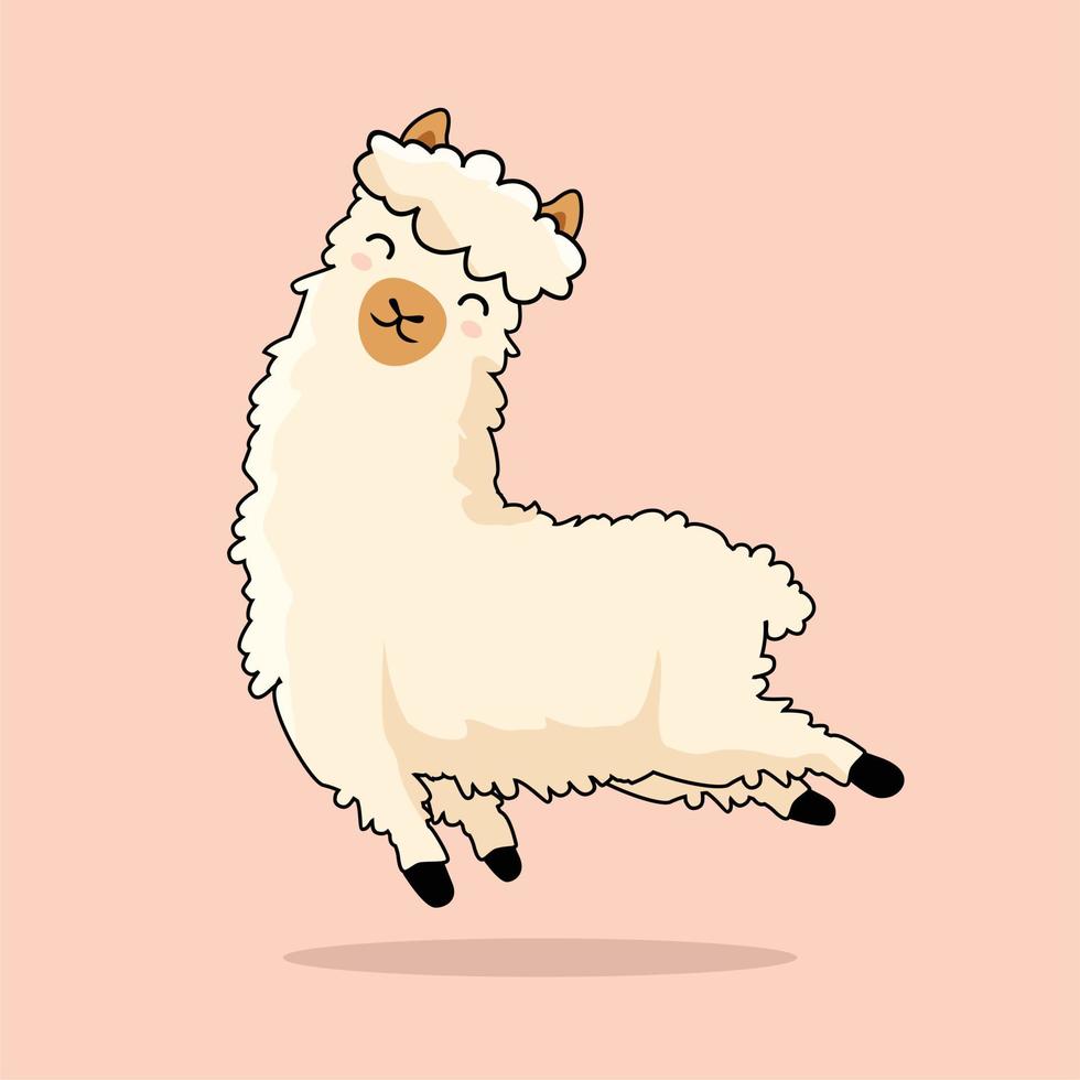 Jumping Llama Cartoon Alpaca vector