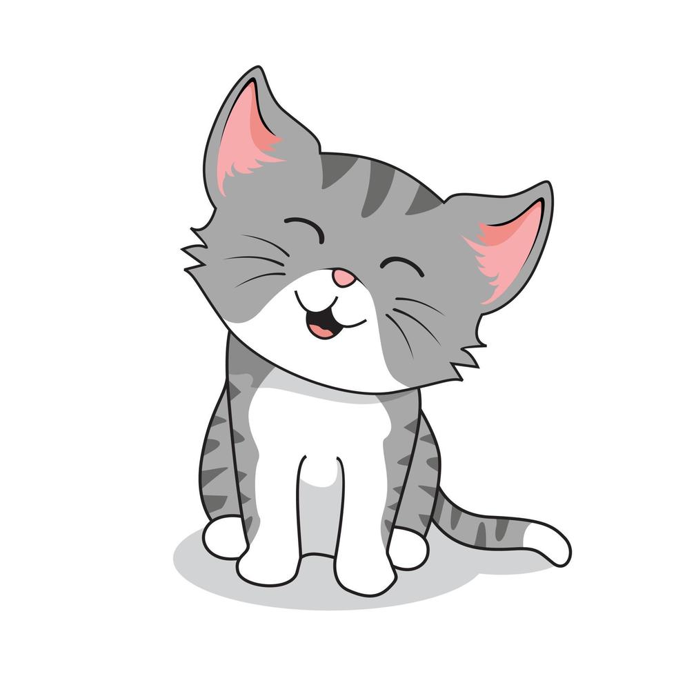 Icono Lindo Del Gato Que Se Sienta Personaje De Dibujos Animados