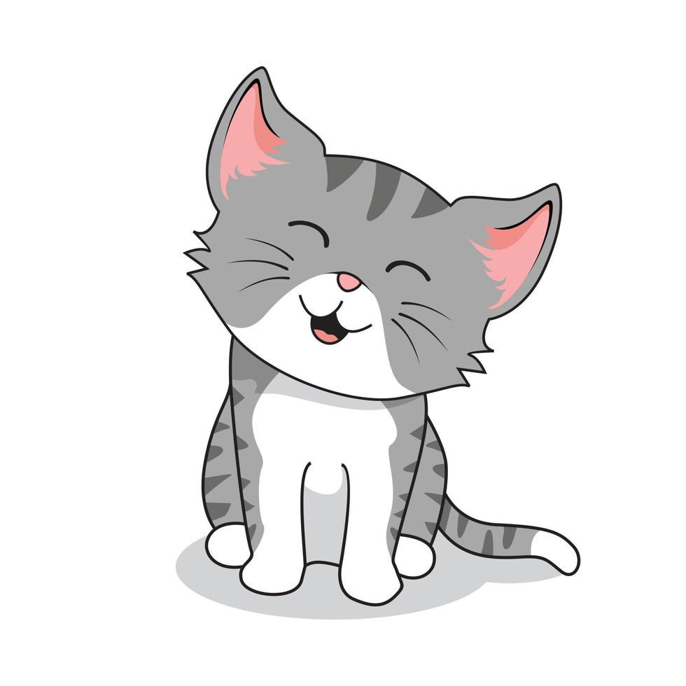 Cat Grey Cartoon Isolated vector