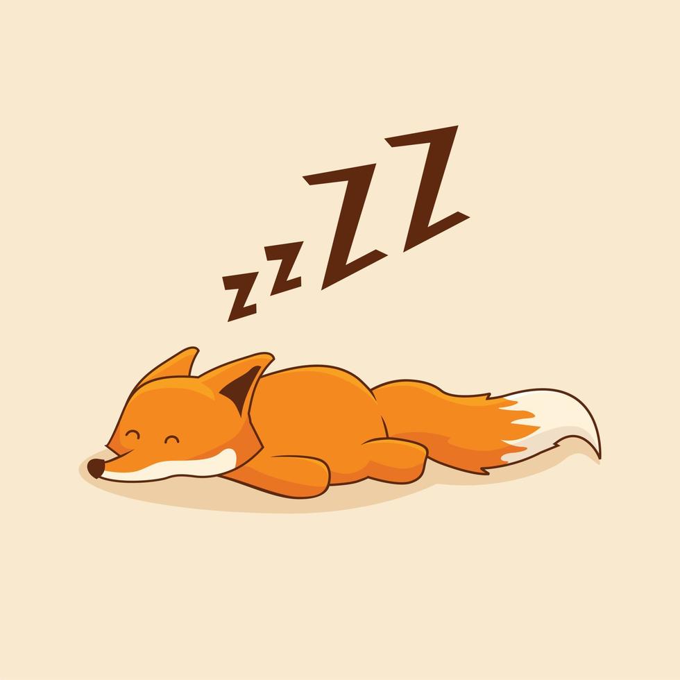 Lazy Fox Cartoon Sleep Animal vector