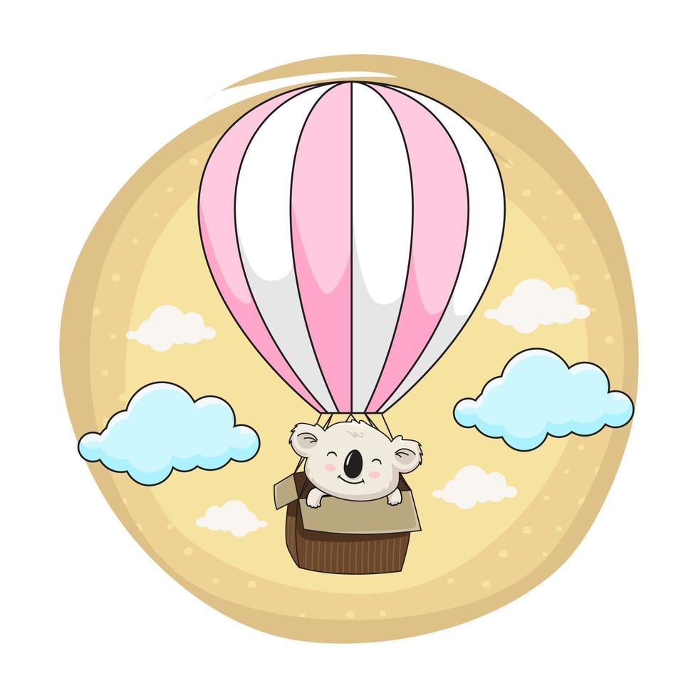 Koala Cartoon Fly with Air Balloon vector
