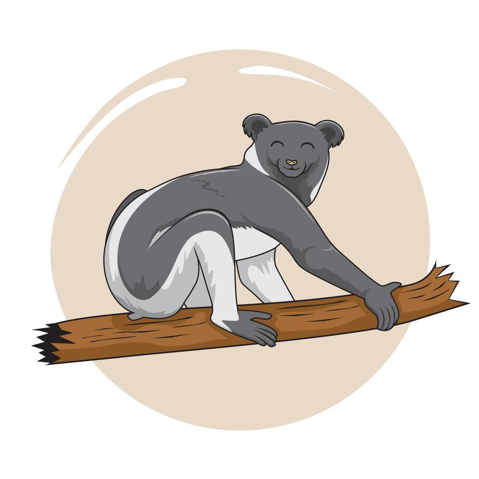 Indri Lemur Cartoon Madagaskar Animals Illustration vector