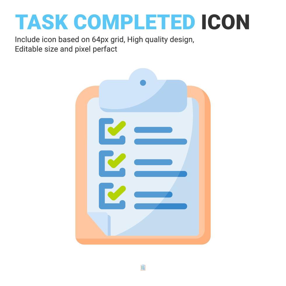 Task are completed icon design flat style isolated on white background. Vector icon document, file, exam, article sign symbol concept for presentation , mobile app, website, ui, ux and all projects