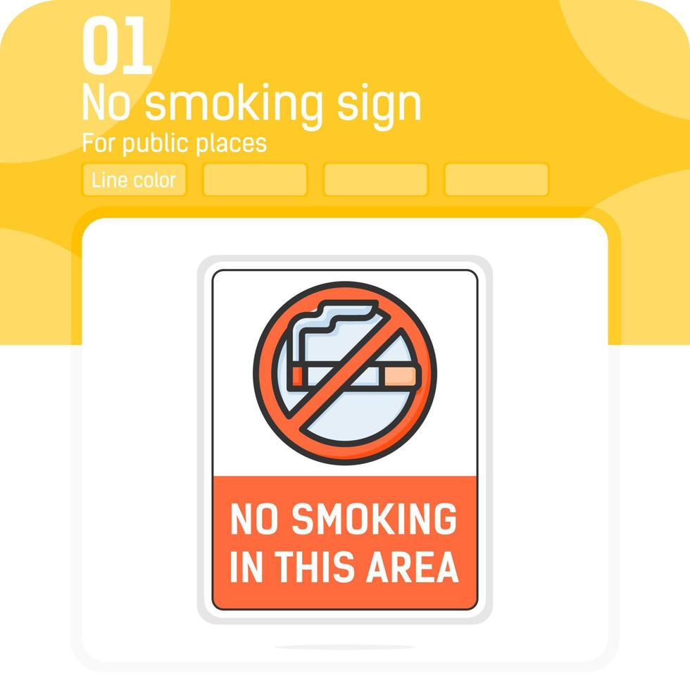 No smoking and smoking area labels or sticker isolated on white background. Vector illustration no smoking sign symbol icon concept design template for public area, healthcare, hospital and project