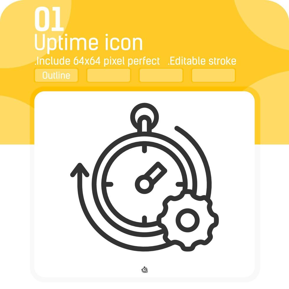 Uptime icon with outline style isolated on white background. Vector illustration simple linear element thin stroke sign symbol icon design template for website, ui, ux and mobile apps. Editable stroke