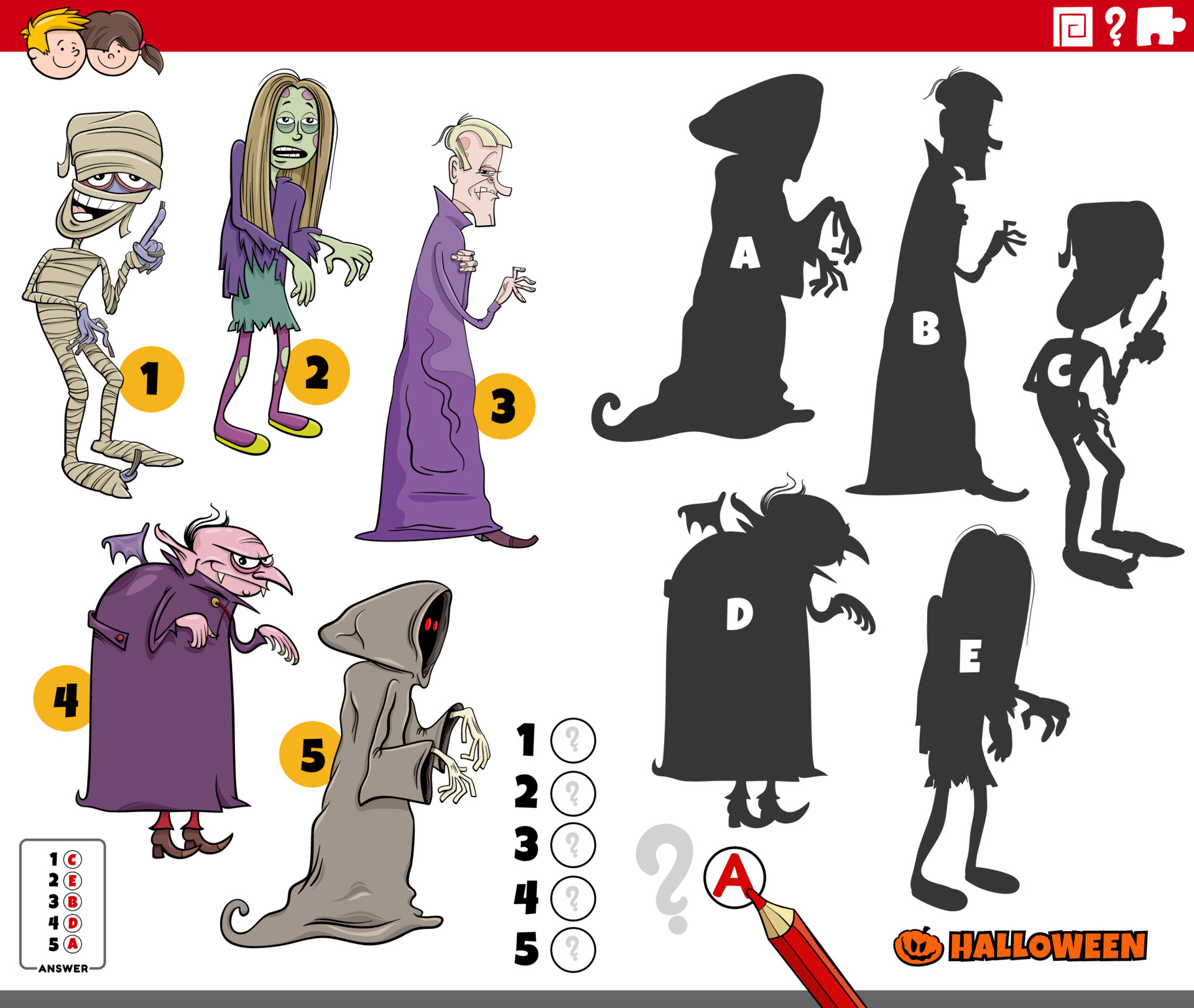 Shadows Game With Cartoon Halloween Characters 3545383 Vector Art At Vecteezy Shadows Game With Cartoon Halloween Characters 3545383 Vector Art At Vecteezy