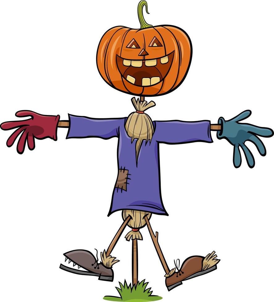 ilustración de dibujos animados de personaje de espantapájaros de halloween vector