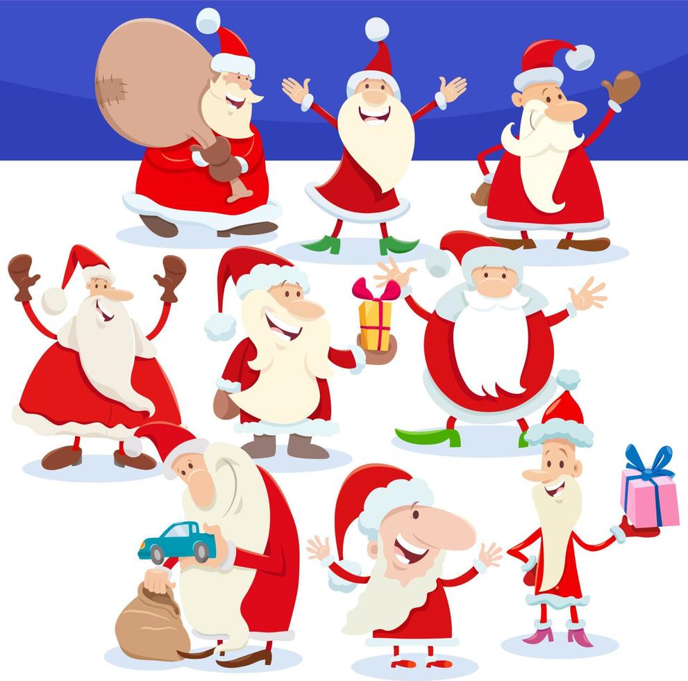 personajes de santa claus en navidad ilustración de dibujos animados vector