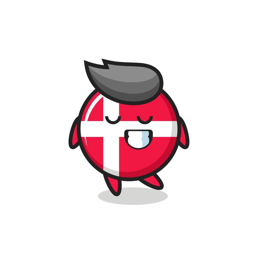 denmark flag badge cartoon illustration with a shy expression vector