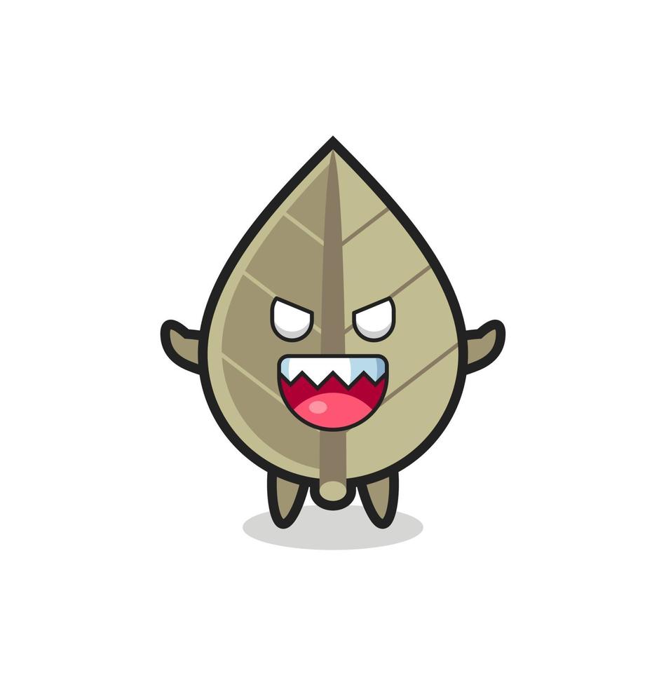 illustration of evil dried leaf mascot character vector