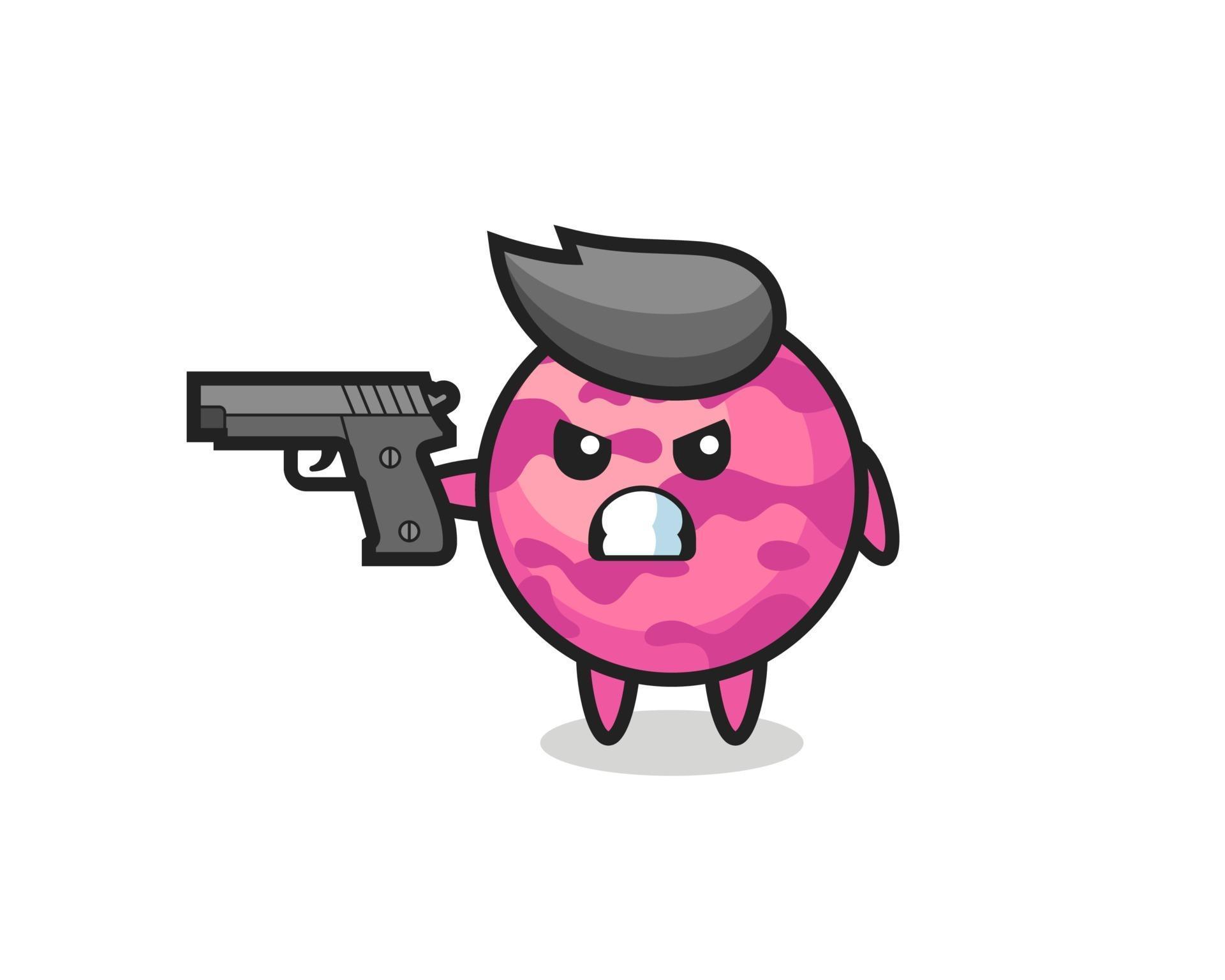 the cute ice cream scoop character shoot with a gun 3545458 Vector Art