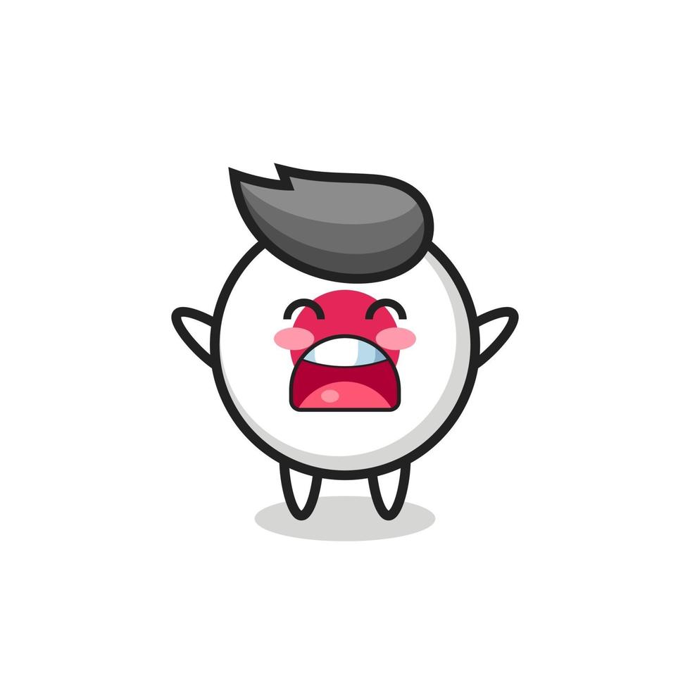 cute japan flag badge mascot with a yawn expression vector