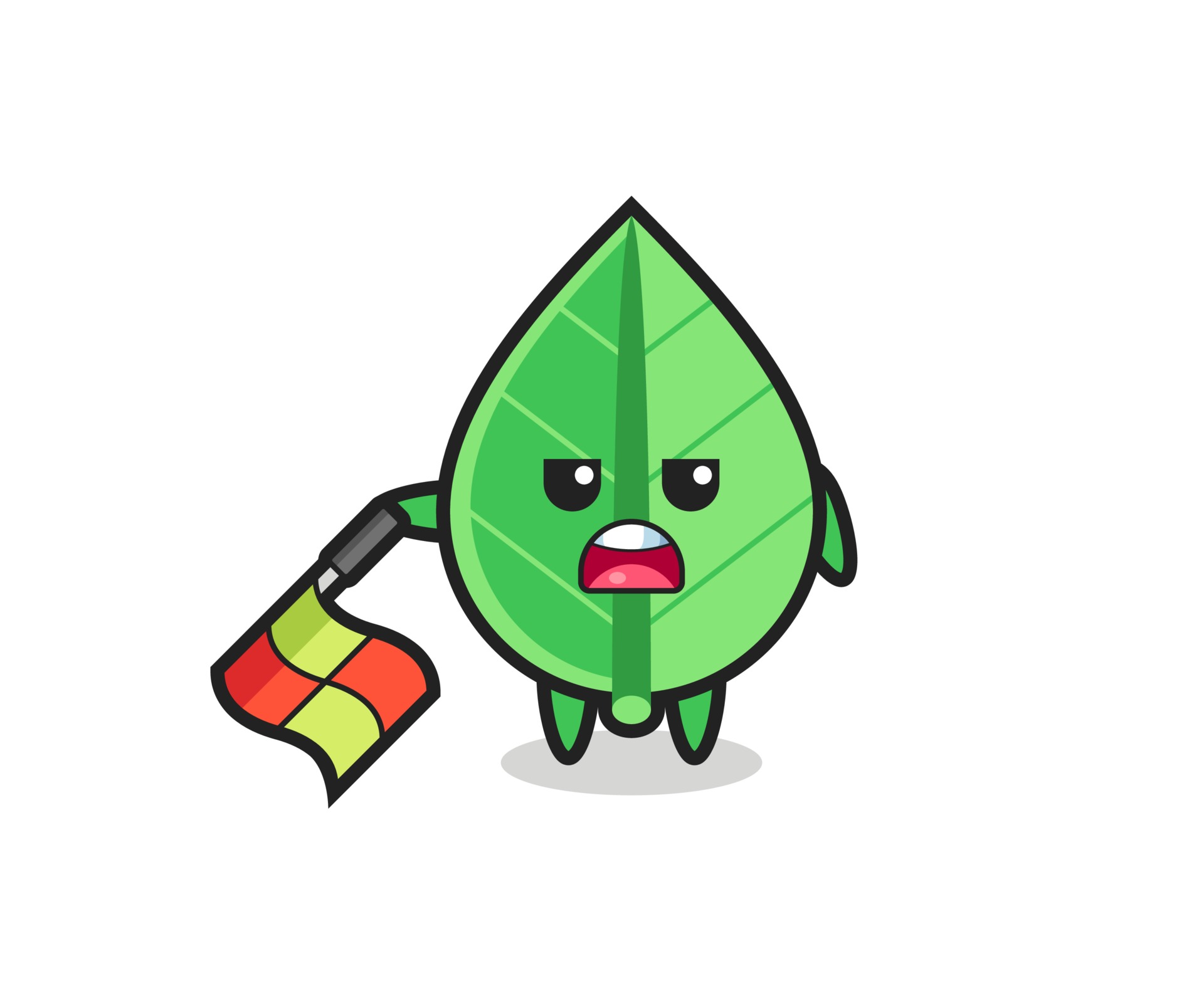 leaf character as line judge hold the flag down at a 45 degree angle