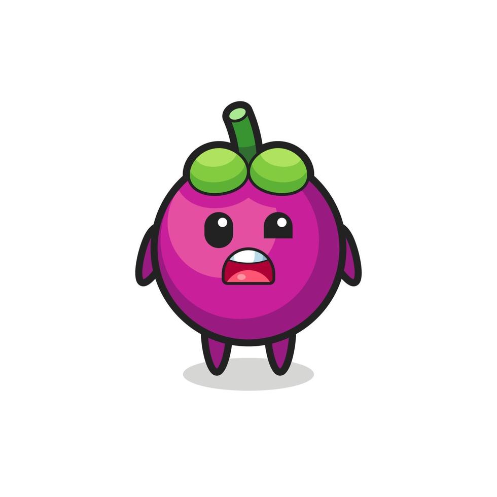 the shocked face of the cute mangosteen mascot vector