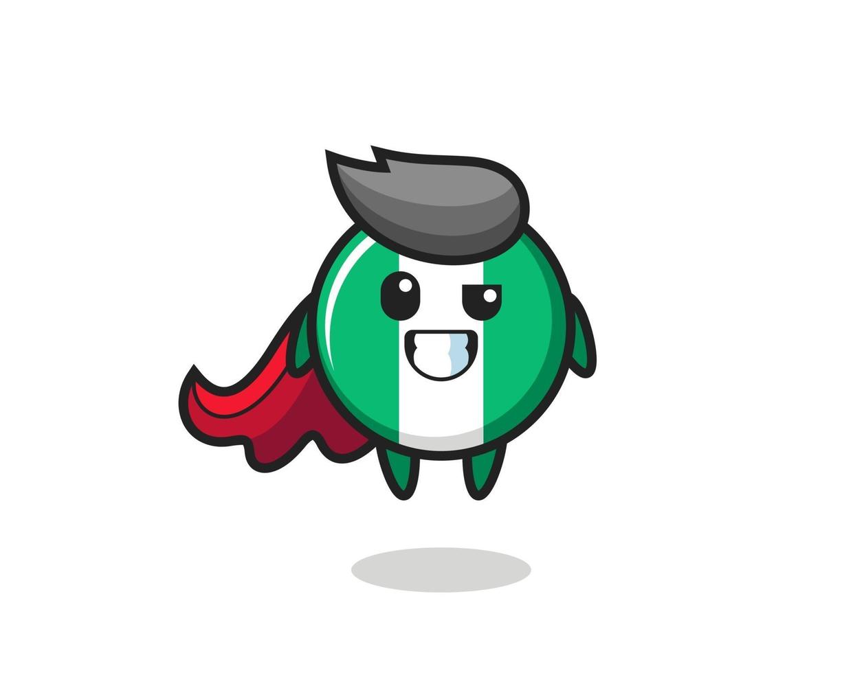 the cute nigeria flag badge character as a flying superhero vector