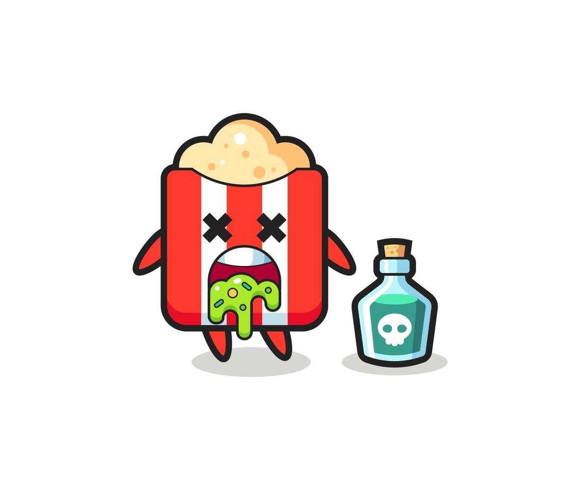 illustration of an popcorn character vomiting due to poisoning vector