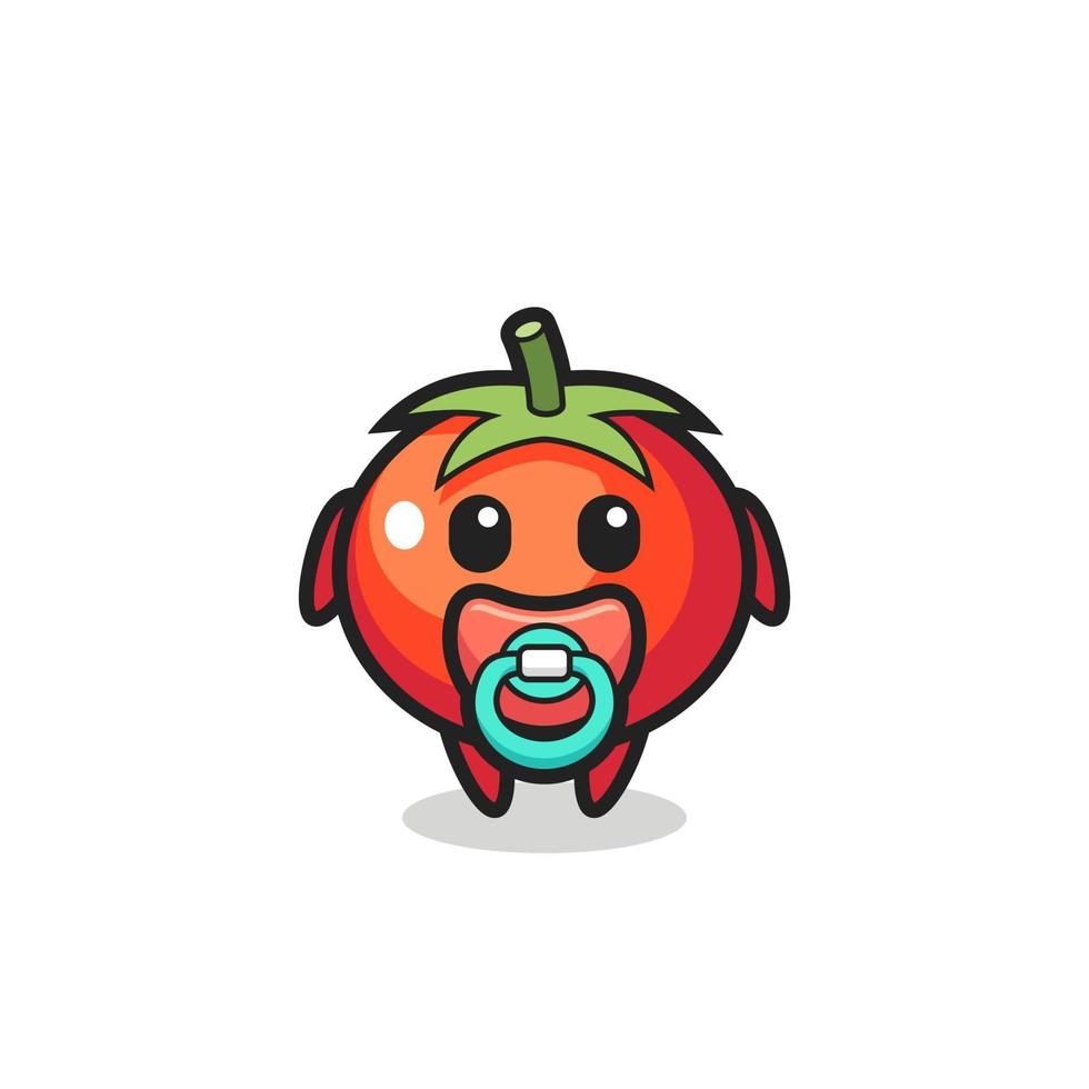 personaje de dibujos animados de tomate bebé con chupete vector