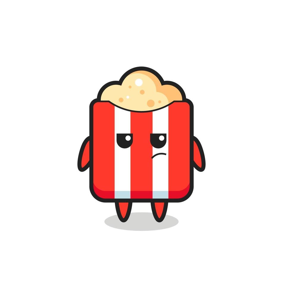 cute popcorn character with suspicious expression vector