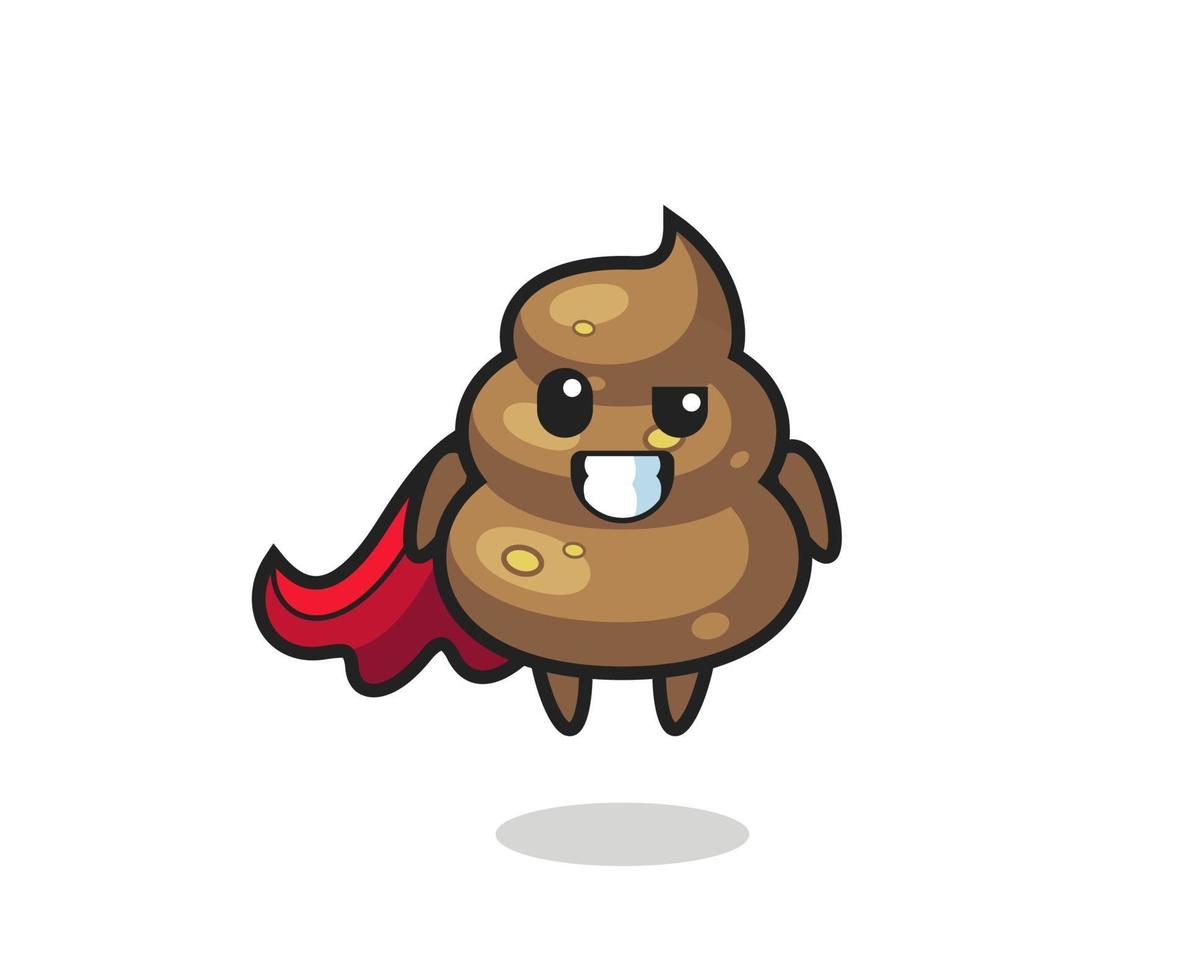 the cute poop character as a flying superhero vector