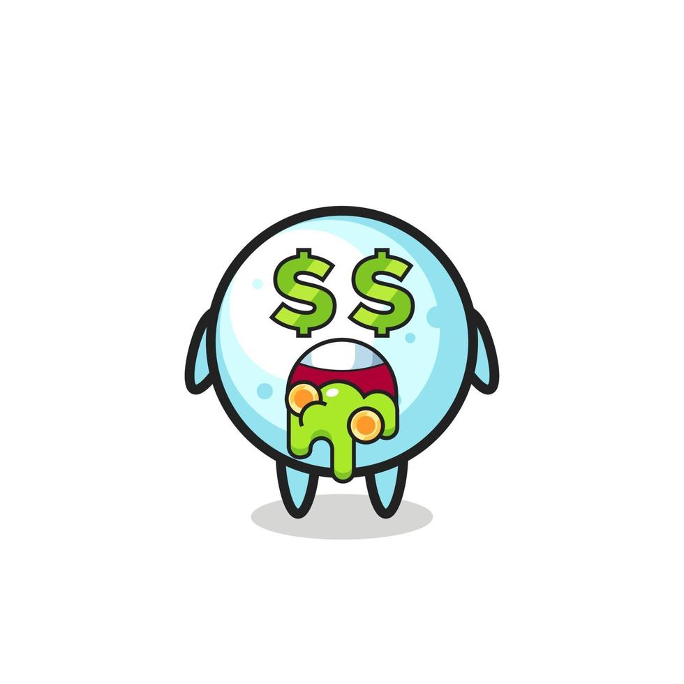 snow ball character with an expression of crazy about money vector