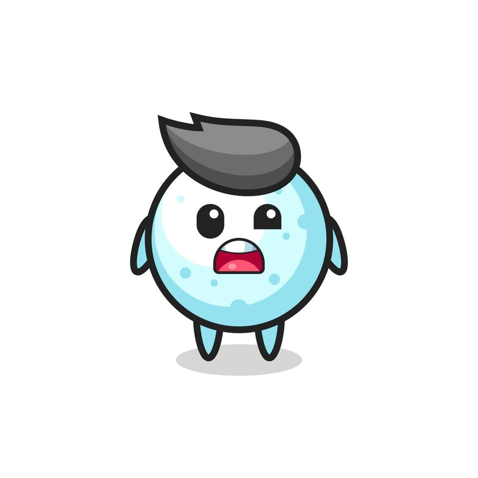 the shocked face of the cute snowball mascot vector