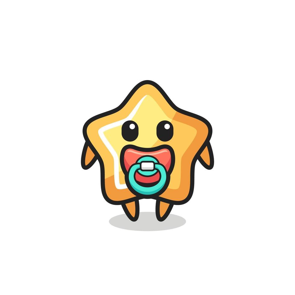 baby star cartoon character with pacifier vector