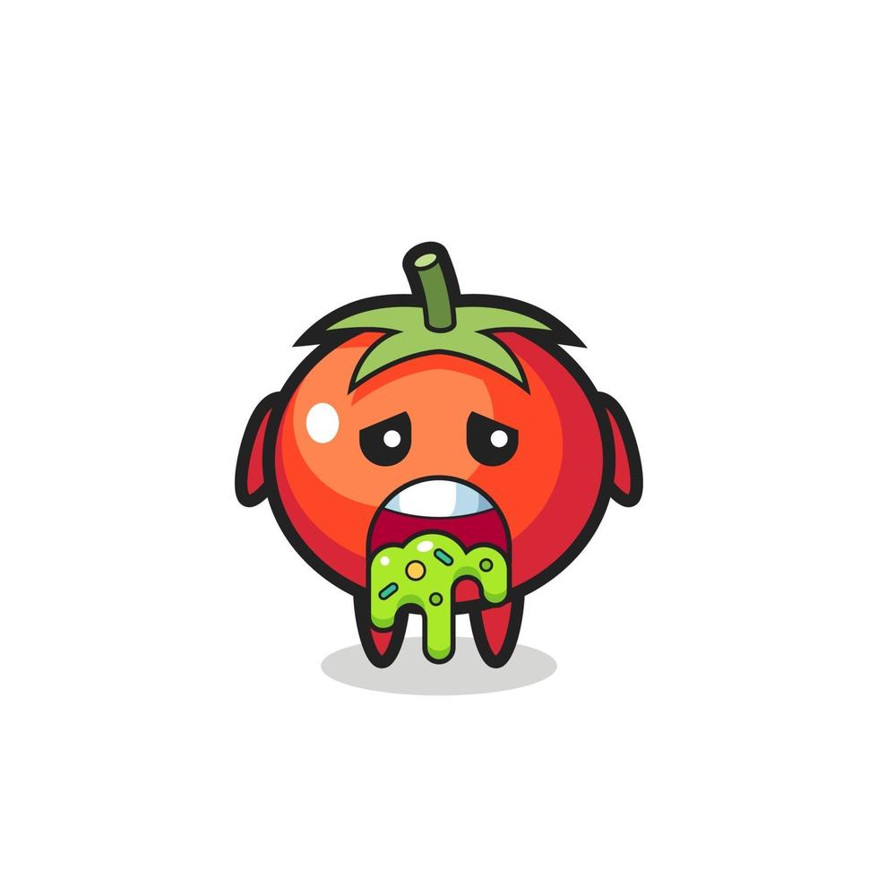 the cute tomato character with puke vector