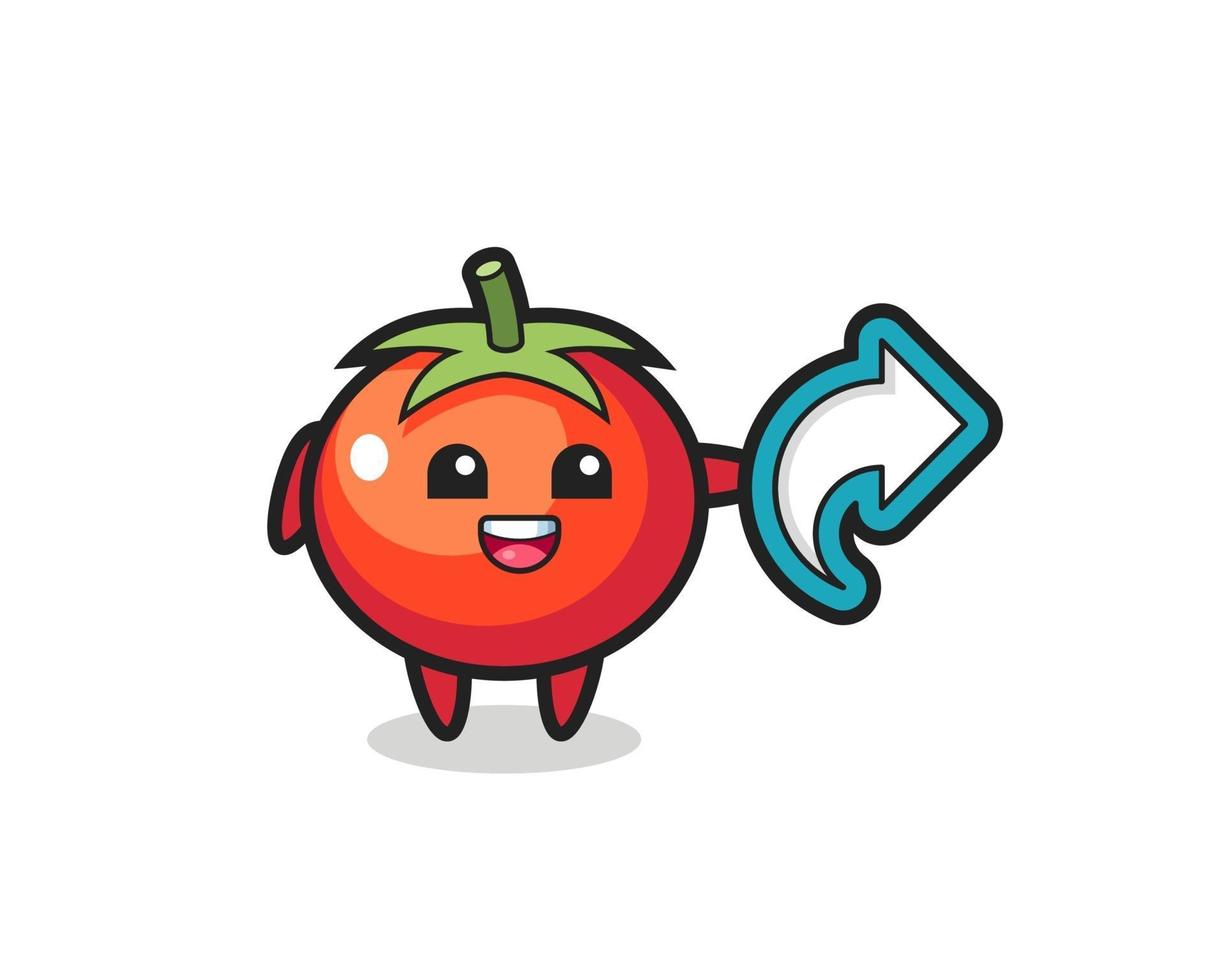 cute tomatoes hold social media share symbol vector
