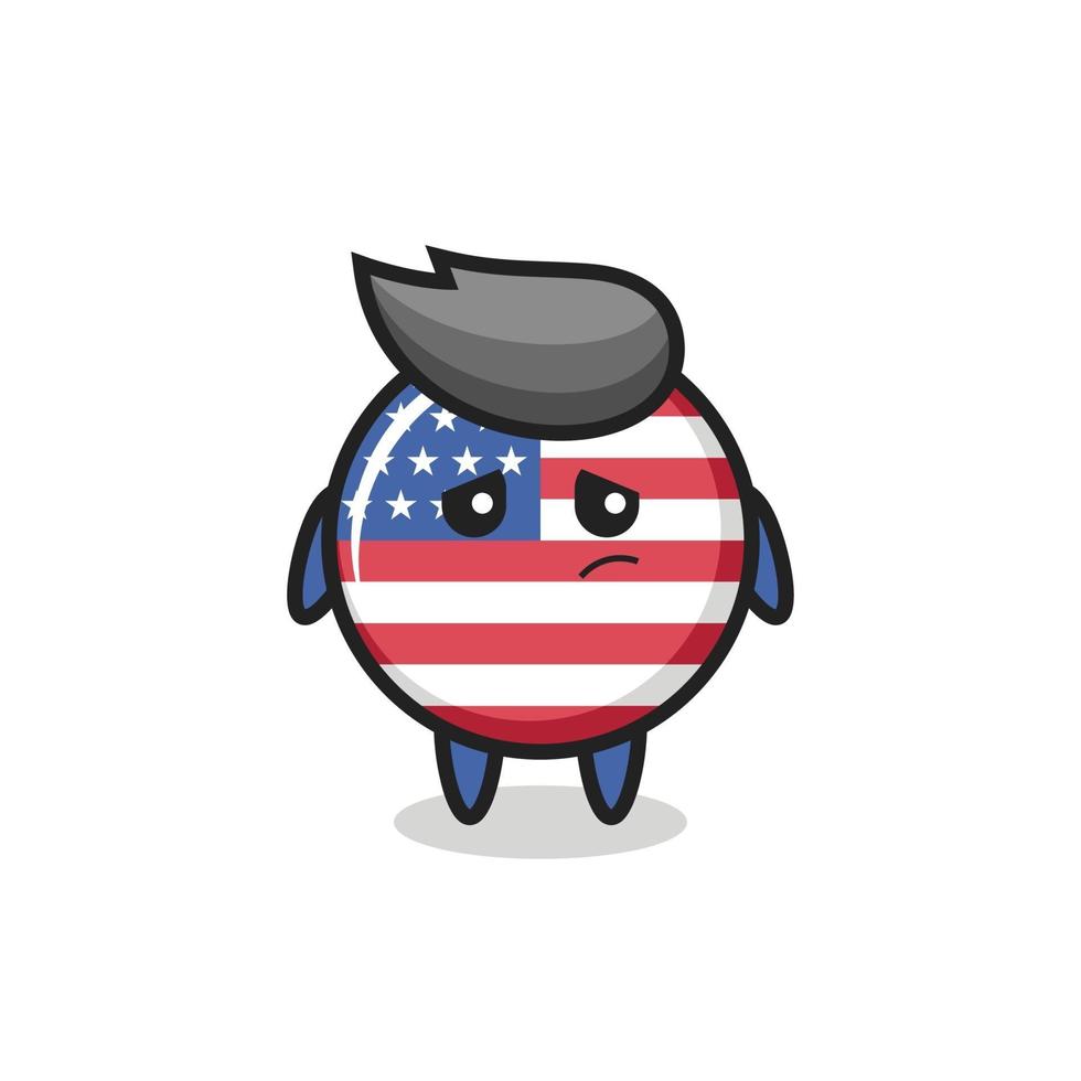 the lazy gesture of united states flag badge cartoon character vector