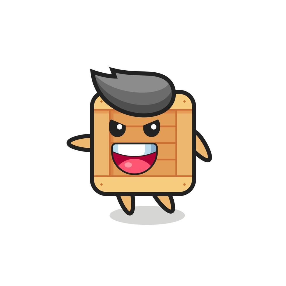 wooden box cartoon with very excited pose vector