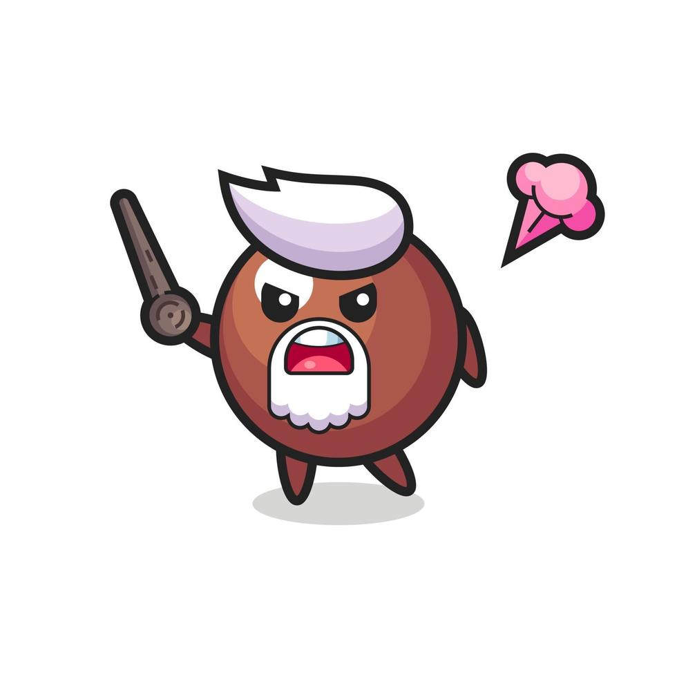 cute chocolate ball grandpa is getting angry vector