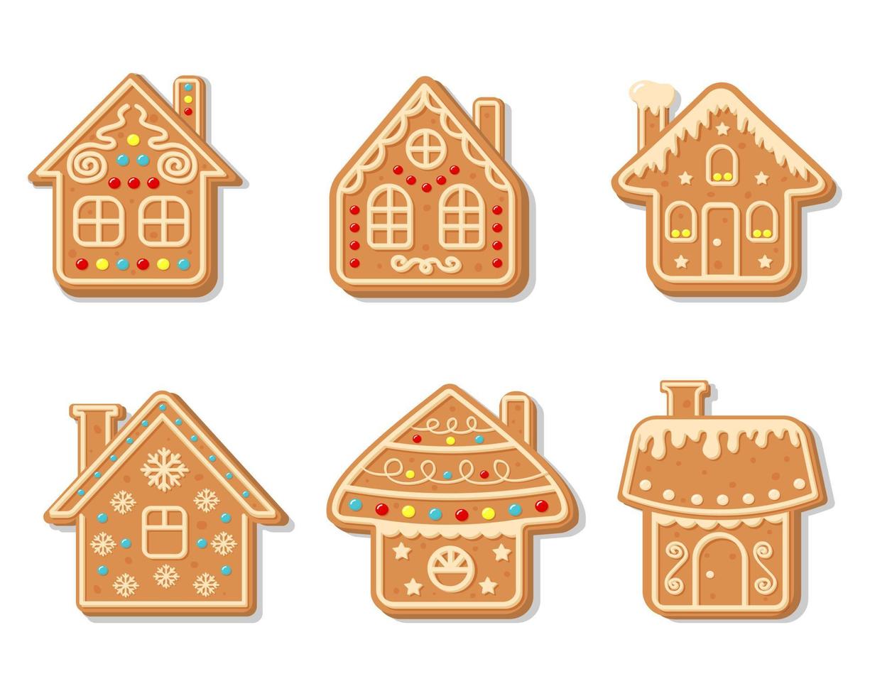 colección de casas de pan de jengibre de Navidad de vector. vector