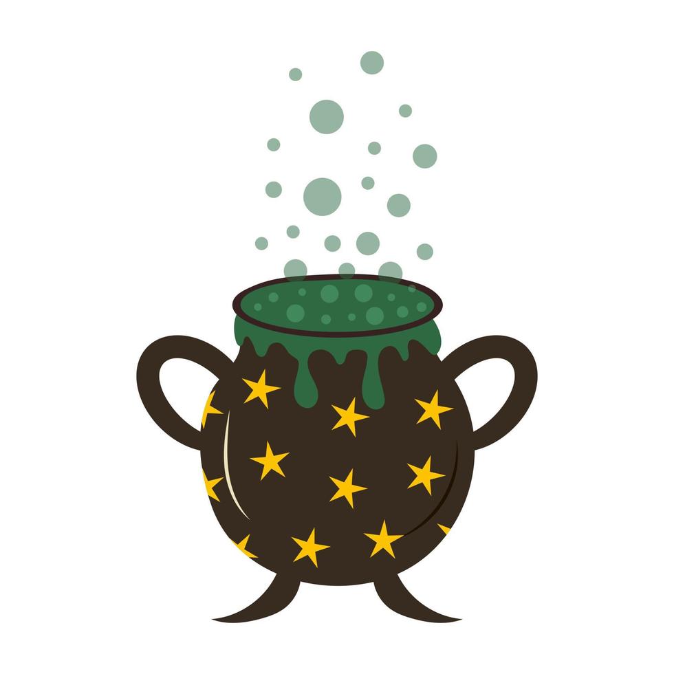 Boiling cauldron of potion for Halloween. vector