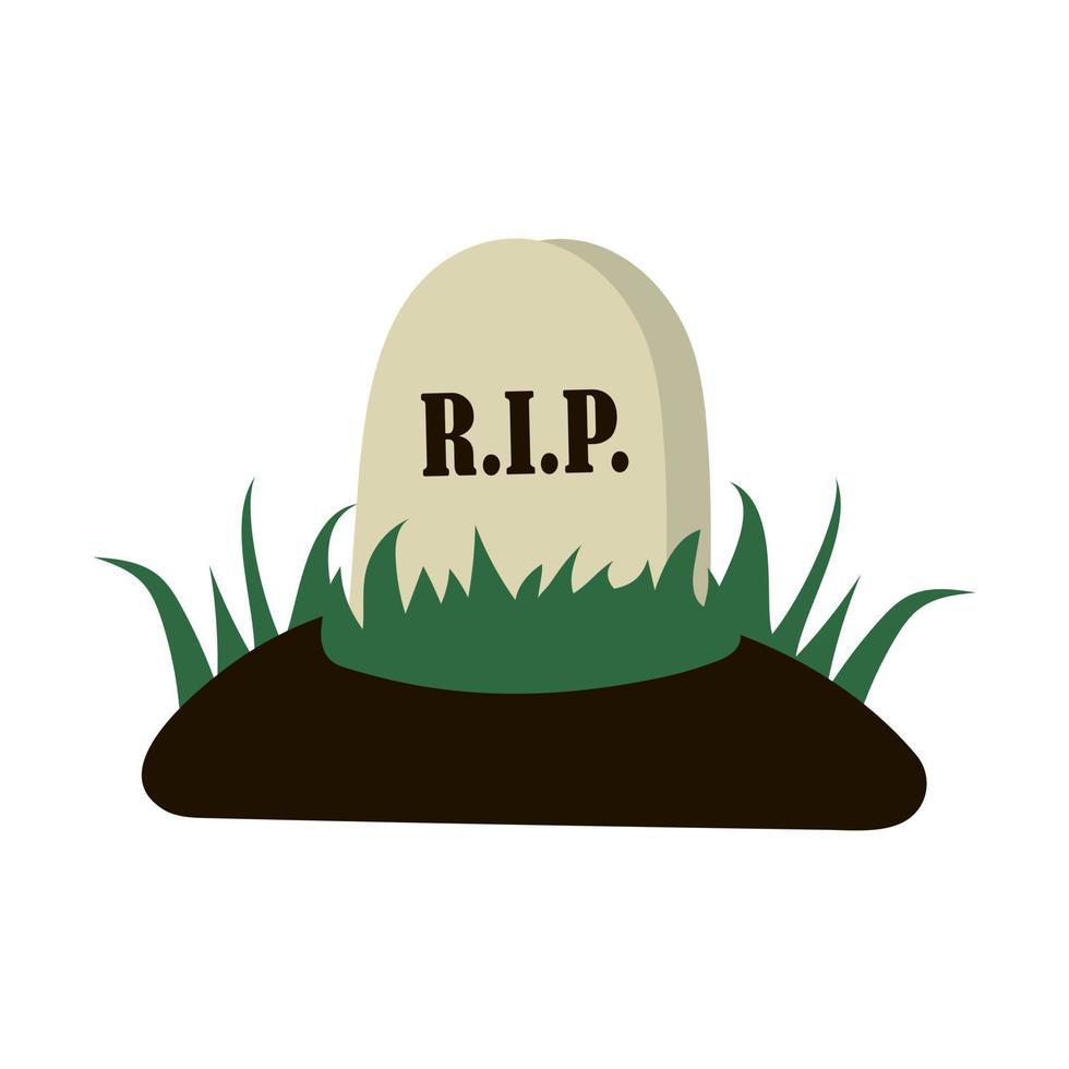 Halloween grave with grass and inscription R.I.P. vector