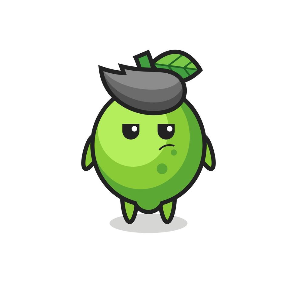 cute lime character with suspicious expression vector