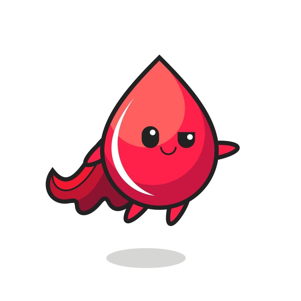 cute blood drop superhero character is flying vector