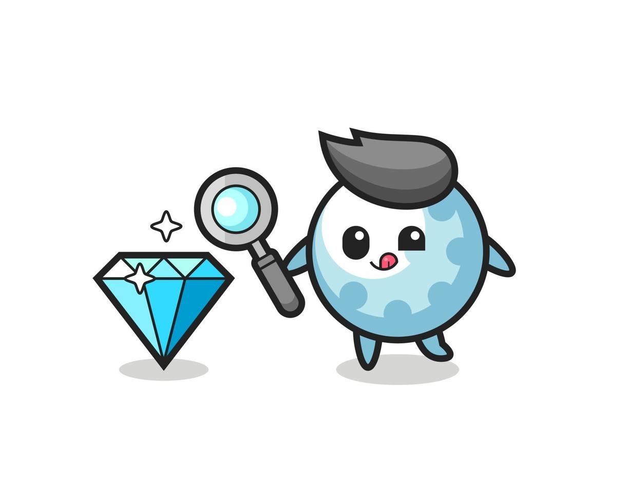 golf mascot is checking the authenticity of a diamond vector