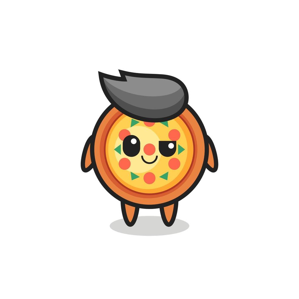 pizza cartoon with an arrogant expression vector
