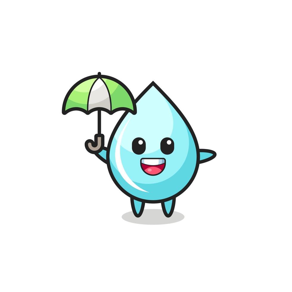 cute water drop illustration holding an umbrella vector