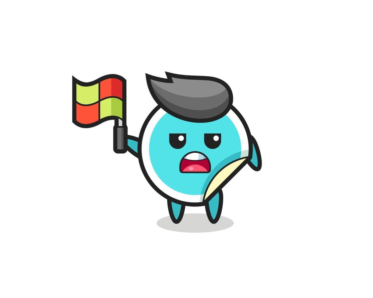 sticker character as line judge putting the flag up vector