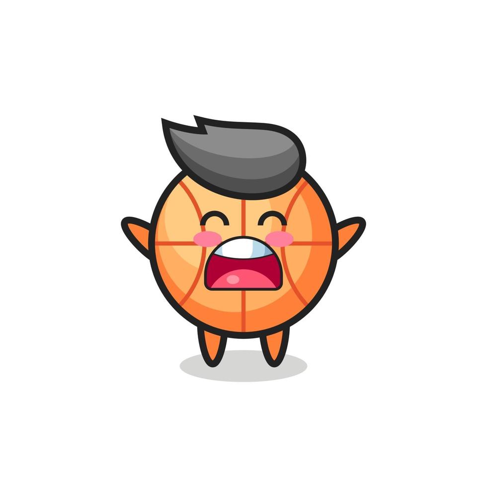 cute basketball mascot with a yawn expression vector